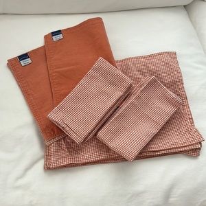 Charter Club 💯 Cotton Orange+White Gingham Set of 6 napkins 7 placemats EUC 🏖️